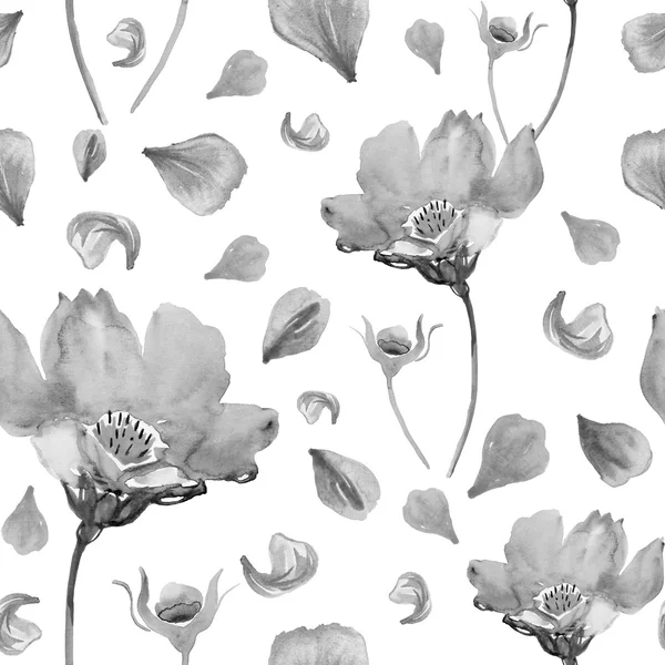 Blommor och blad på sömlös bakgrund. — Stockfoto