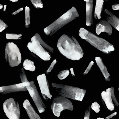 Beyaz suluboya lekeli siyah beyaz arka plan. Soyut resim.