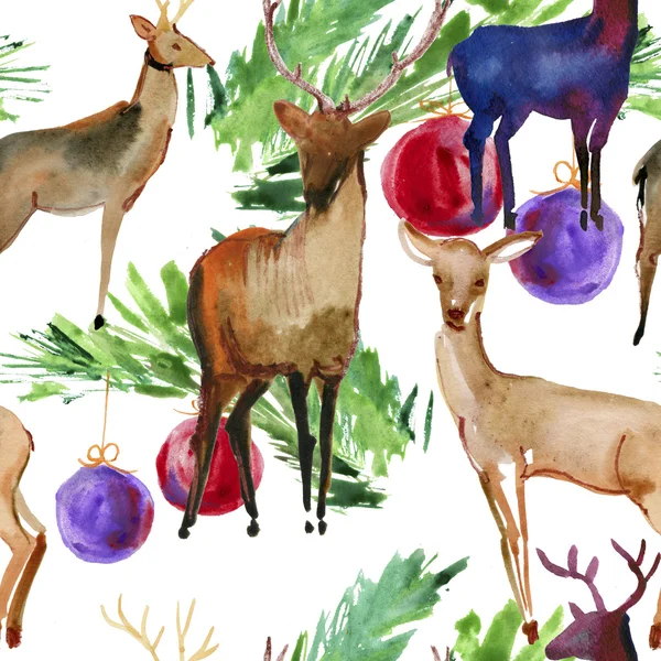 Watercolor seamless pattern with deers — Stock Photo, Image