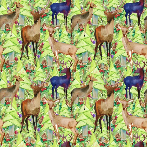 Geyik ve ağaçlarla kusursuz desen.