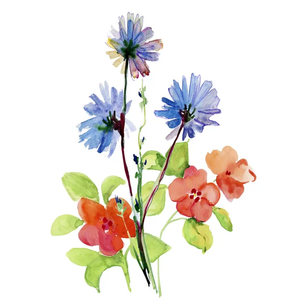 Dibujado Mano Flores Estilizadas Acuarela Ilustración — Foto de Stock