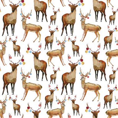 suluboya Ren geyiği el çekilmiş