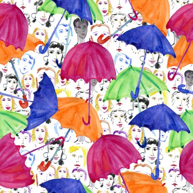 Sulu Boya renkli şemsiyeler