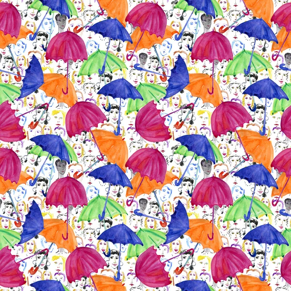 Akwarela kolorowe parasole — Zdjęcie stockowe