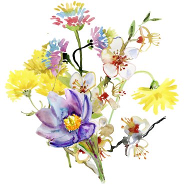 Güzel çiçekler ile suluboya kartı