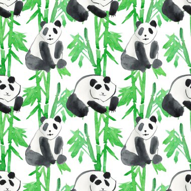 bambu yaprakları ve panda ayıları