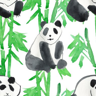 bambu yaprakları ve panda ayıları