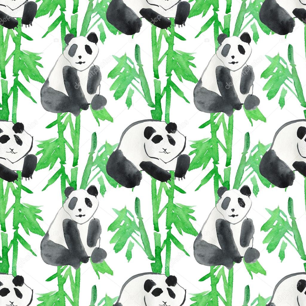 Bamboo leaves and panda bears