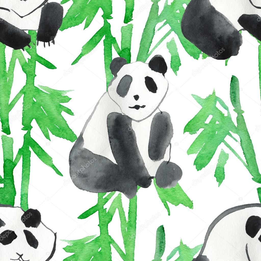 Bamboo leaves and panda bears