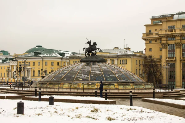 Russia Russia December 2020 View Glass Dome Fountain Clock Peace — 스톡 사진