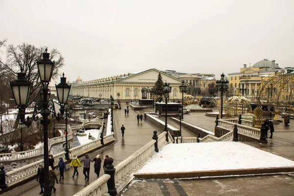 Moscow Russia December 2020 View Manezhnaya Square Decorated Christmas Tree — Stock Photo, Image