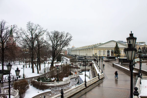 Moscow Russia December 2020 View Manezhnaya Square Decorated Christmas Tree — Stock Photo, Image