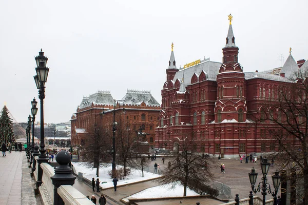 Москва Россия Декабря 2020 Года Панорамный Вид Здание Исторического Музея — стоковое фото