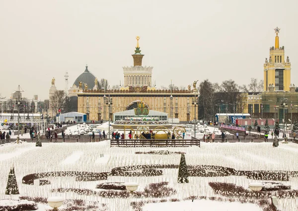 Moskva Ryssland Januari 2021 Panoramautsikt Över Vdnkh Park Med Historiska — Stockfoto