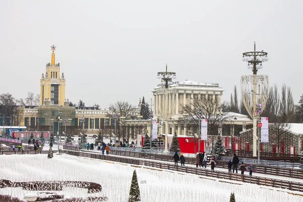 Москва Россия Января 2021 Года Панорамный Вид Вднх Парк Историческими — стоковое фото