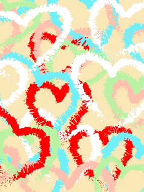 Aydınlık bir arkaplan ve kopyalamak için alan üzerinde vektör illüstrasyon-soyut çok renkli kalpler. Sevgililer Günü konsepti