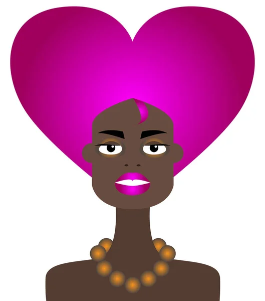 Vector Graphics Portrait Dark Skinned Cute Top Model Avant Garde — Stock Vector