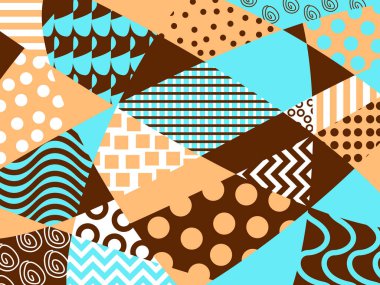 Vektör grafikleri - kaotik, güzel, çok renkli mozaikler ve geometrik şekiller. Kavramsal güzellik ve moda