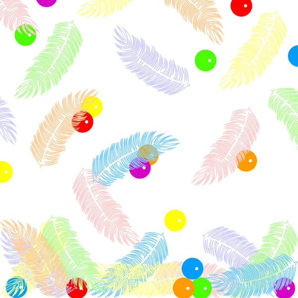 Vector Graphics Beautiful Abstract Pattern Flying Rainbow Feathers Bright Colored — Stock Vector