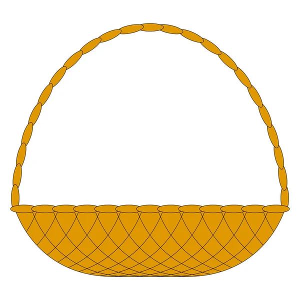 Vector Graphics Large Wicker Wooden Empty Basket Close Isolated White — Stock Vector