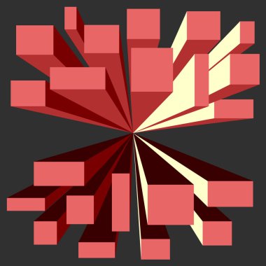 Vektör grafikleri - uzamsal bir perspektifte paralel paralel bir bileşim ve trend renklerin 3 boyutlu etkisi