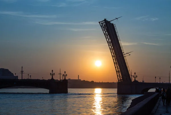 Silhueta Ponte Trinity Divorciada São Petersburgo Rio Neva Com Uma — Fotografia de Stock