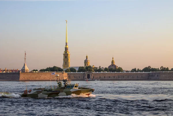 Petersburg Russia July 2021 Rehearsal Parade Neva River Early Morning — Stock Photo, Image