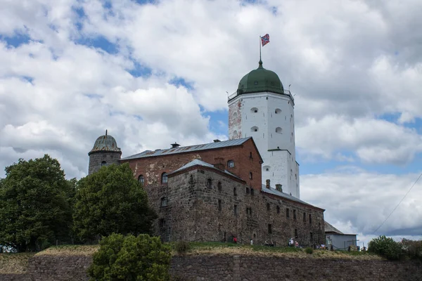 Vyborg Região Leningrado Rússia Julho 2021 Fachada Uma Fortaleza Medieval — Fotografia de Stock