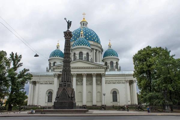 Saint Petersburg Russia July 2021 Facade Izmailovsky Cathedral Blue Domes — Stock Photo, Image