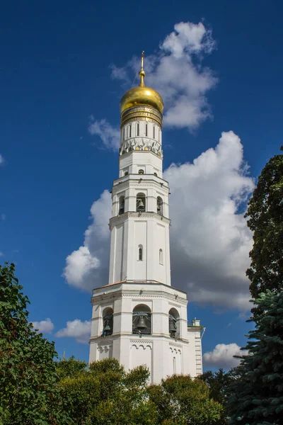 Moscow Russia August 2021 High White Stone Bell Tower Ivan — Stock Photo, Image