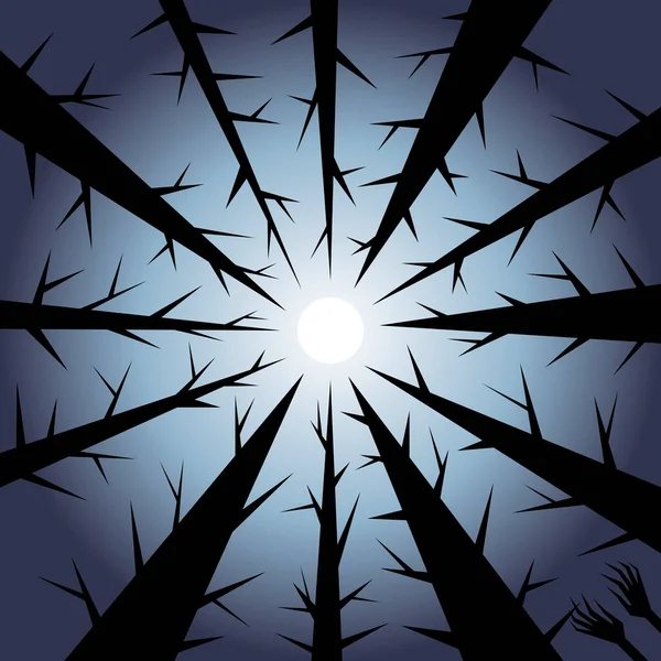 Composition Vectorielle Carrée Une Lune Blanche Dans Ciel Sombre Des — Image vectorielle