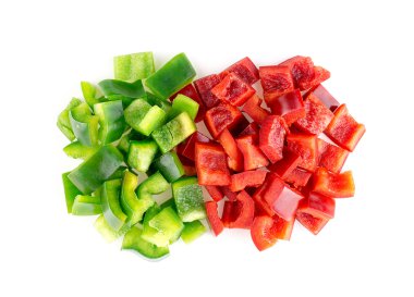 Gevrek lezzetli yeşil ve kırmızı biber