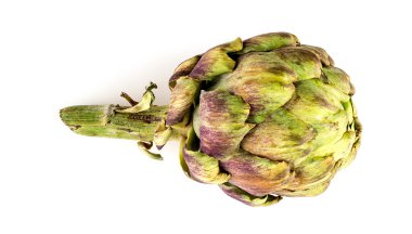 Morumsu yeşil büyük enginar otobüs studio izole