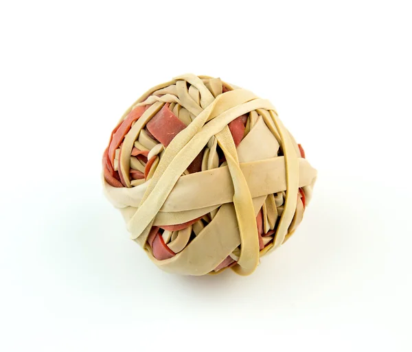 Macro of red and brown rubber bands in a ball — Stock Photo, Image
