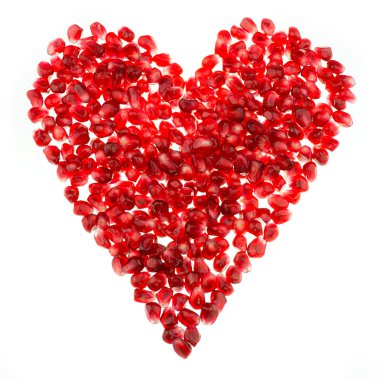Nar taneleri şeklinde aşk kalp