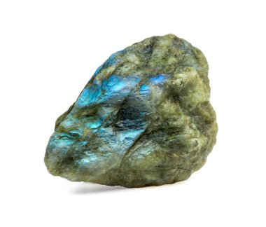 Rough blue labradorite gemstone isolated on white clipart