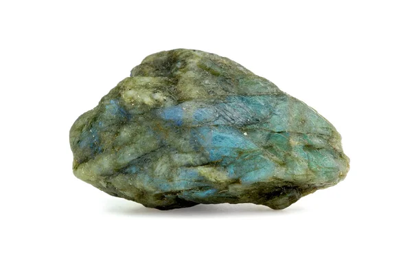 Isolated studio shot of glowing blue labradorite rough gemstone — Stock Photo, Image