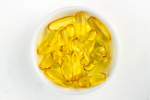Overhead closeup of organic Australian fish oil tablets — Stock Photo, Image