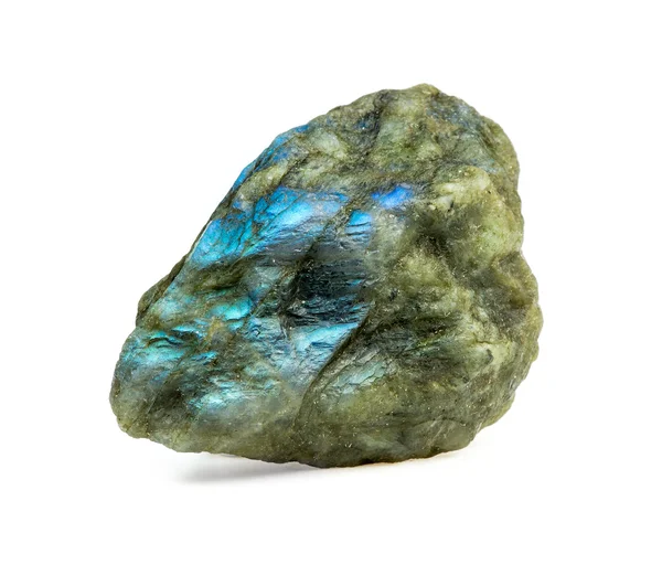 Szorstki niebieski Labradoryt kamień na białym tle Zdjęcie Stockowe
