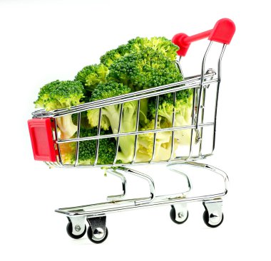 Alışveriş sepeti minyatür organik brokoli yatay görünüm