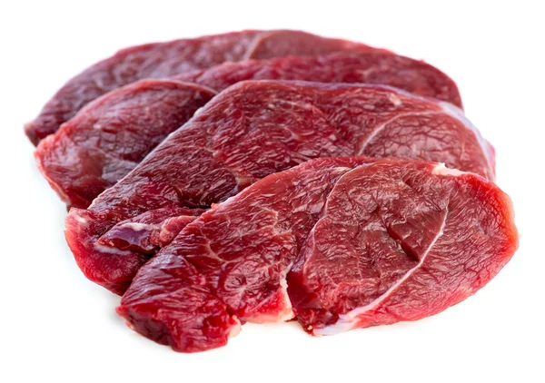 Beautiful slices of organic Australian raw uncooked lamb leg ste — Stock Photo, Image