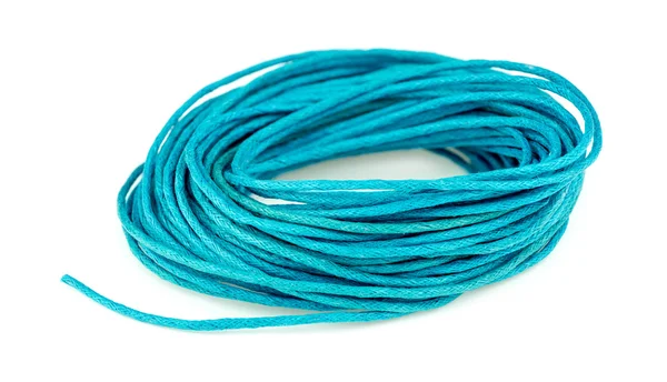 Blue twine in a bunched loop isolated on white — Stock Photo, Image
