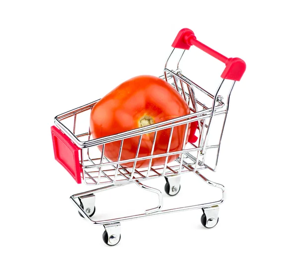 Huge tomato in shopping cart — Stock Photo, Image