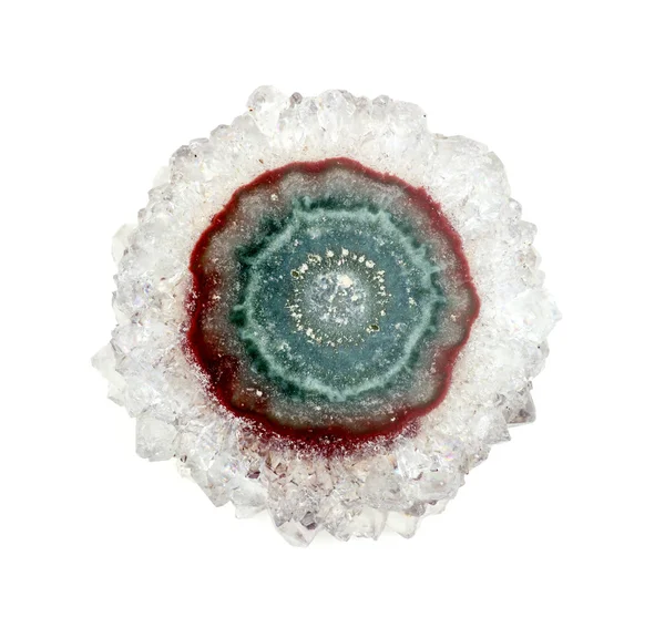 Kuvars jeot yosun akik ile yuvarlak dilim