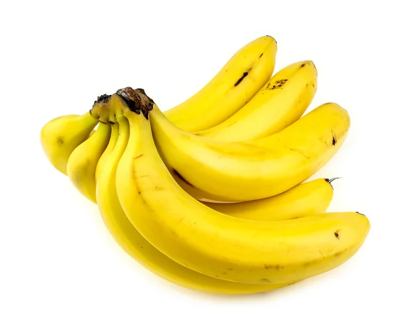 Plátanos maduros sabrosos sobre fondo blanco — Foto de Stock