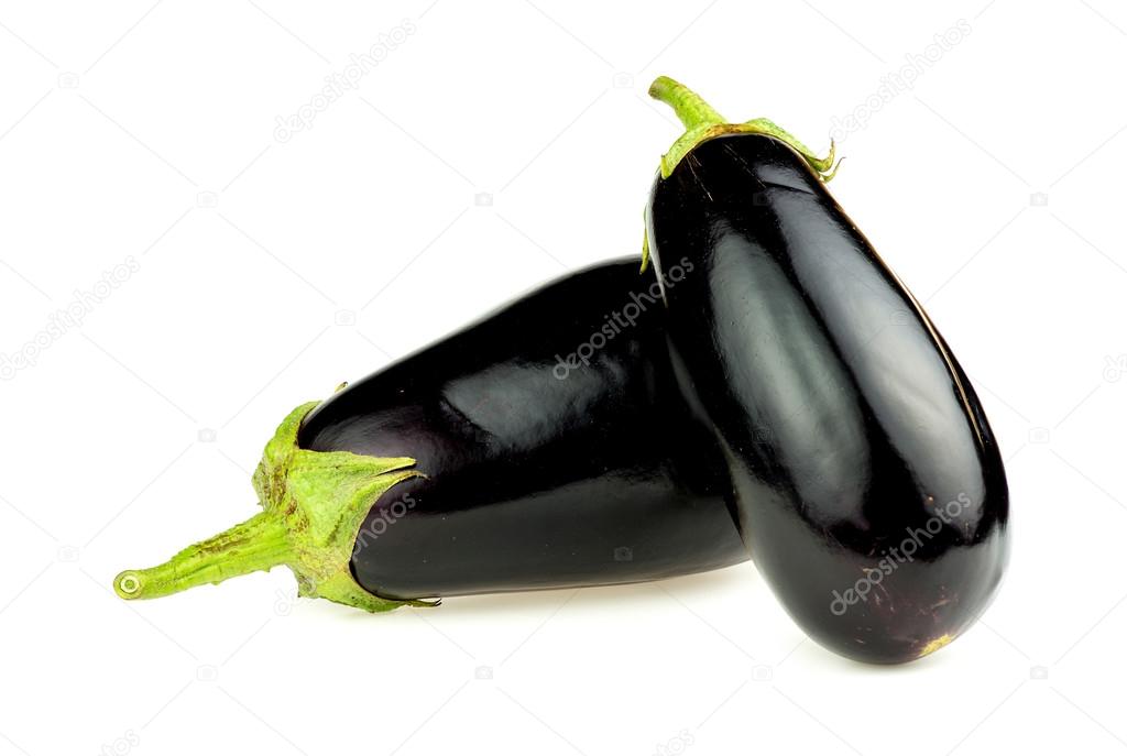 Two eggplant vegetables isolated on white background