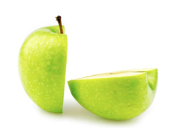 Granny smith apple cut in half — Stock Photo, Image