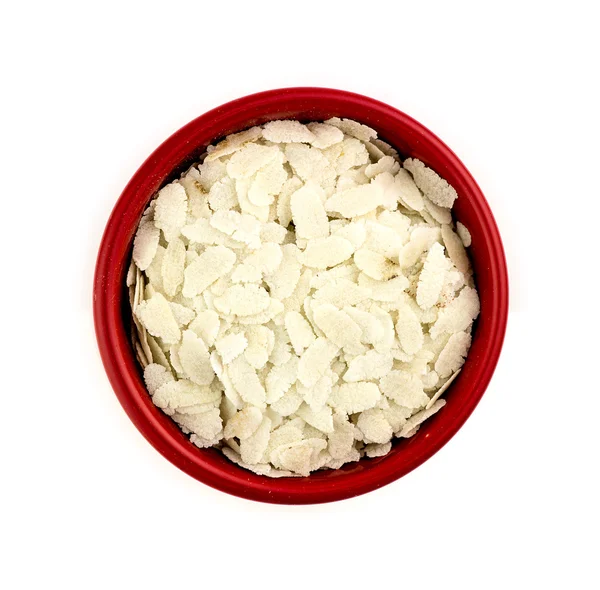 Luchtfoto van ongekookte gepofte rijst poha — Stockfoto
