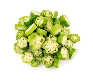 Hava yukarıdan izole bamya beyaz