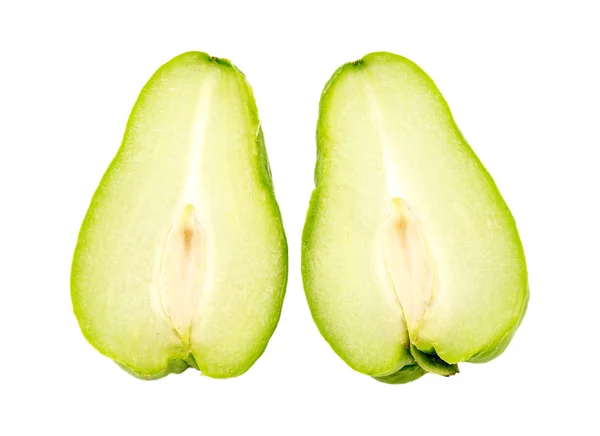 Pair of half choko Chayote green fruit — Stock Photo, Image